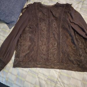 Daytrip Dusty Mauve Lace Blouse